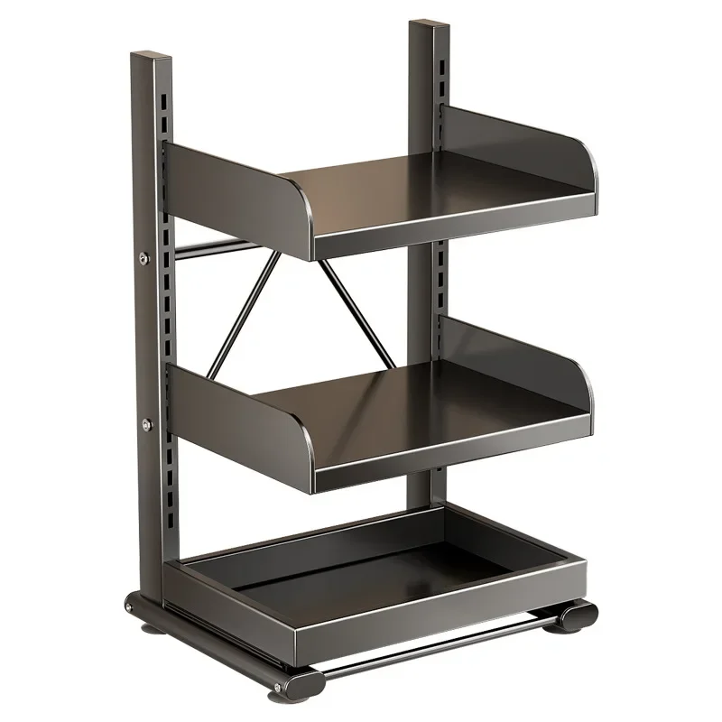 Adjustable Pull out Microwave Stand Compact Kitchen Countertop Storage Organizer with Tiers Easy Assembly for Small Spaces