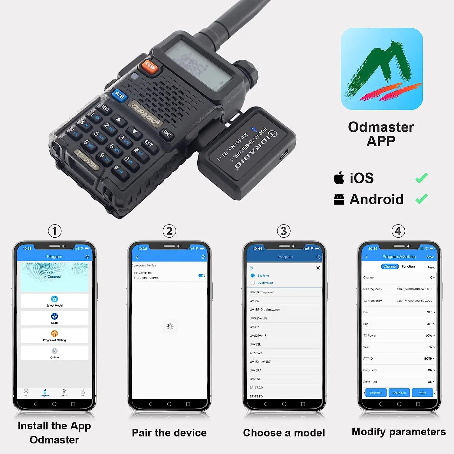 TIDRADIO Drahtloser Programmierer APP-Programmierung für Walkie Talkie Mehrere Modell-Suche-Repeater für Quansheng UVK5 BF UV-5R