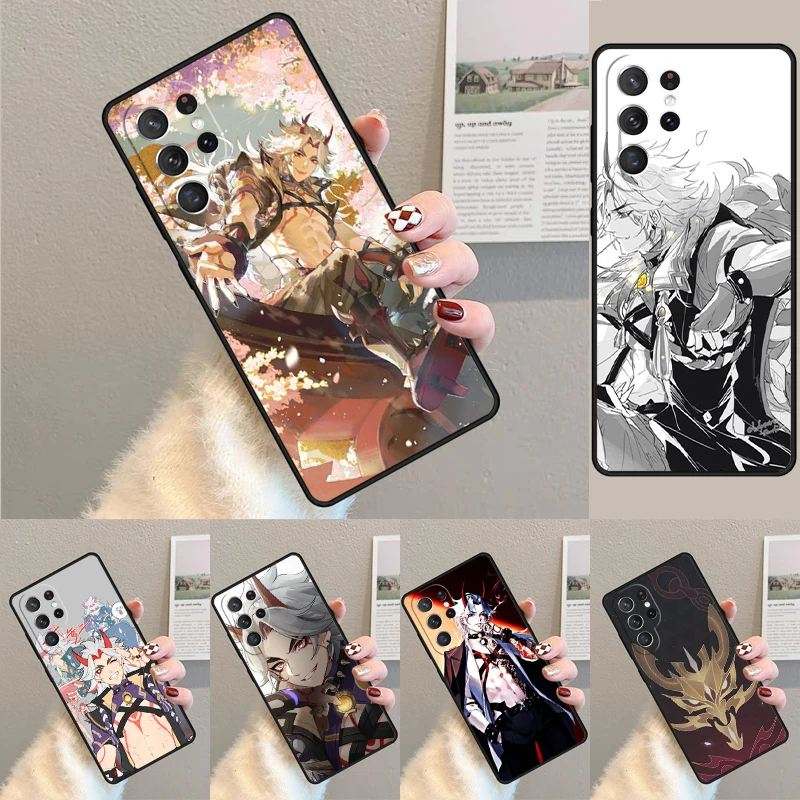 Cover For Samsung Galaxy S24 Ultra S21 S22 S8 S9 S10E Note 10 20 Plus FE S23 Genshin Impact Arataki Itto Phone case Coque