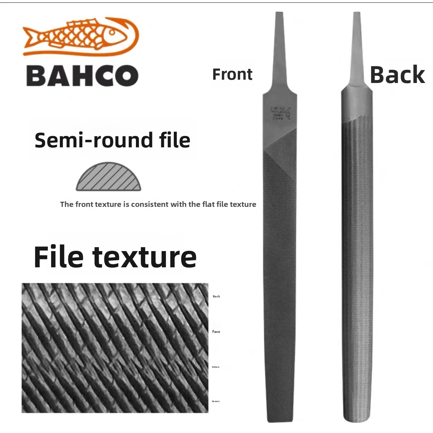 Professional BAHCO Sweden Files Set 4-12 Inch Round Flat Half Round Medium Teeth for Sharpening Grinding Polishing