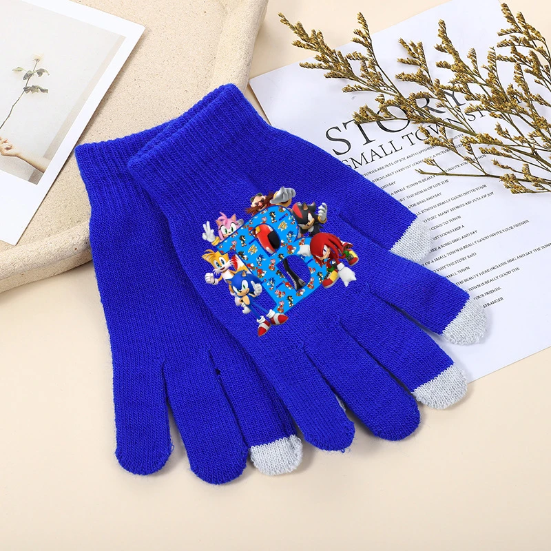 Sonics Boy Anime Printed Gloves Kids Cartoon Cute Glove Children Fashion Casual Mittens Winter Warm Accessories Xmas Gifts 2025