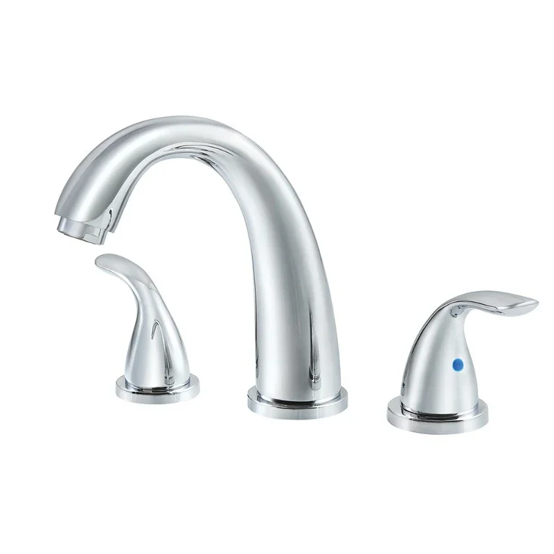 

Simple American double-handle double-control hot and cold mixed water split three-hole basin Toulong household