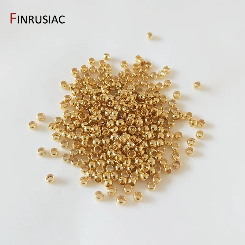 Wholesale 200pcs/lot Brass Crimp Beads 18K Real Gold Plated 2mm/2.5mm/3mm Crimp End Beads for DIY Jewelry Making Supplies