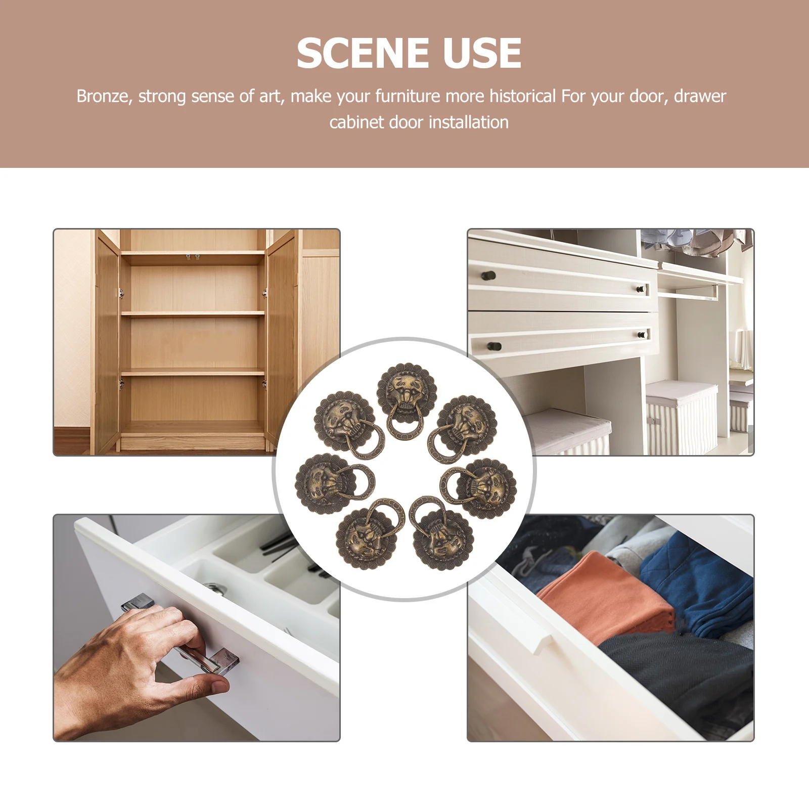 

10 шт., ручки с головой льва, бронзовые ручки для ящиков, ручки для шкафа, декоративная мебель в стиле ретро, ручки для ящика, ручка для шкафа