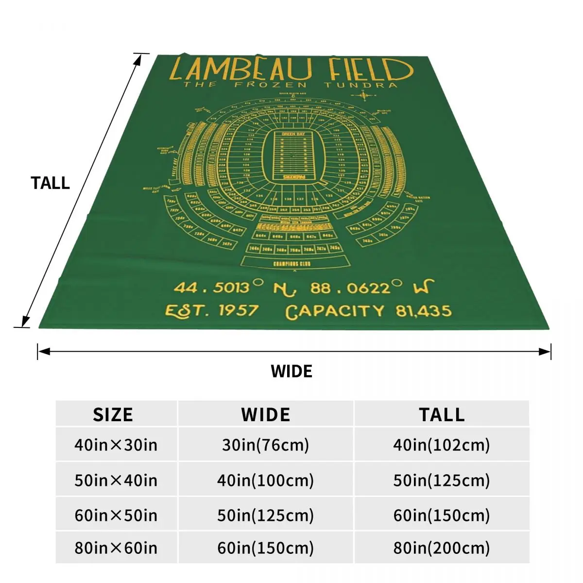 Green Bay Packers Lambeau Field Stadium Blankets Fleece Breathable Sofa Throw Blankets For Couch Office Throws Bedspread Quilt