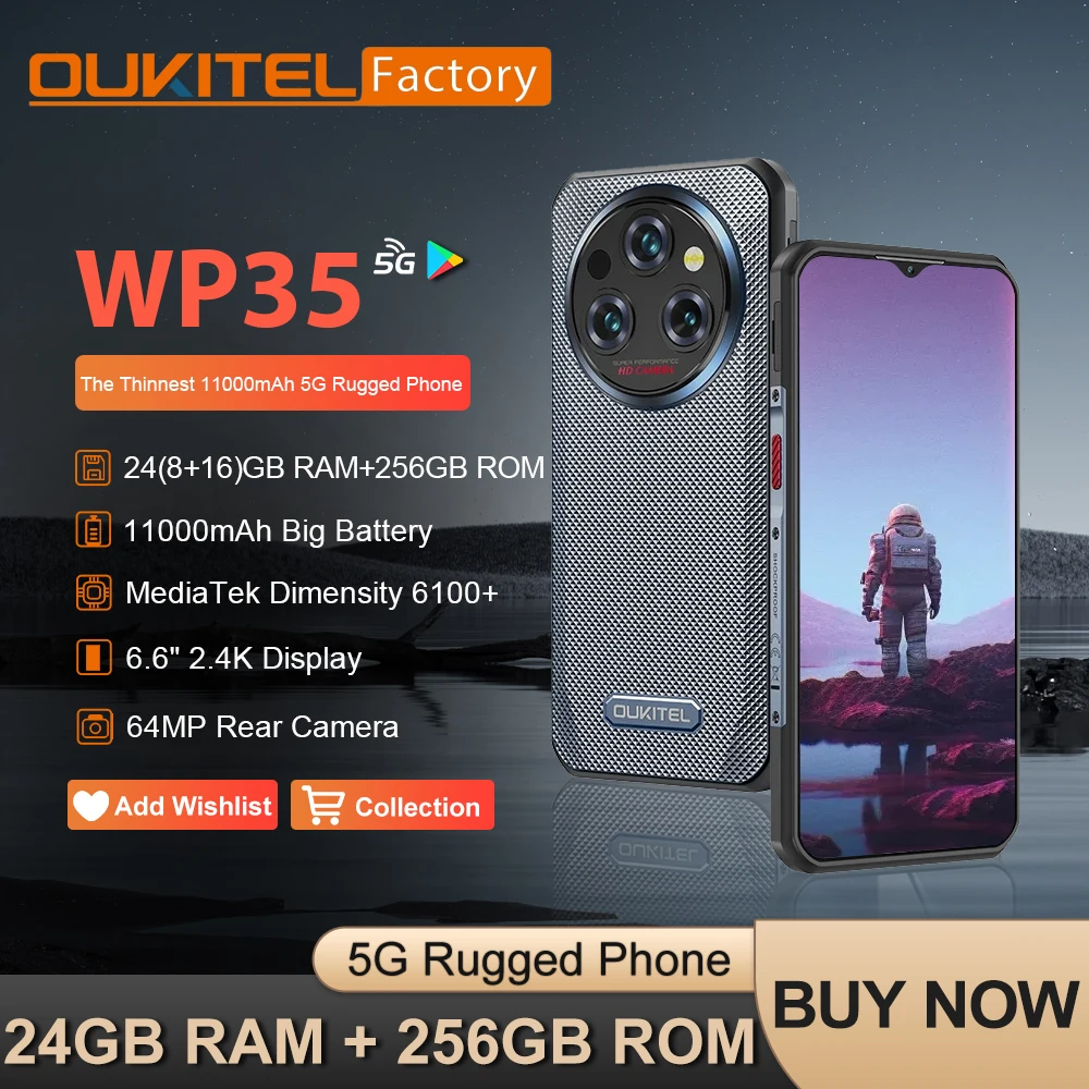 Oukitel WP35 5G Rugged Smartphone 24GB+256GB Android 14 6.6