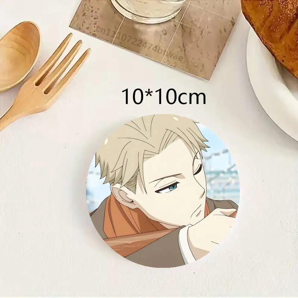 S-Spy Family Loid Forger Twilight Wood Coaster Mug Tea Coffee Cup Pad Heat Resistant Placemats Tableware Decoration