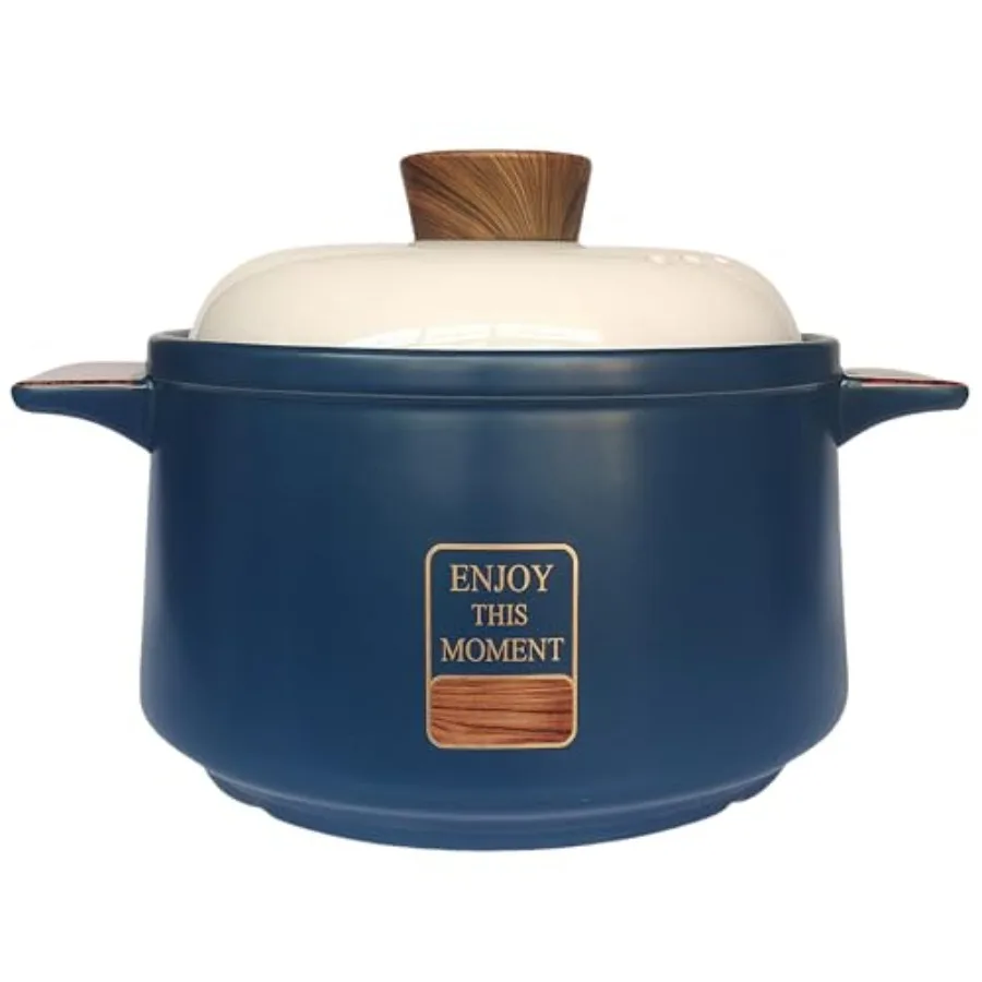 

Глиняный горшок для приготовления пищи объемом 4,7 литра, керамический горшок с крышкой для тушения и приготовления супов, натуральный коричневый цвет