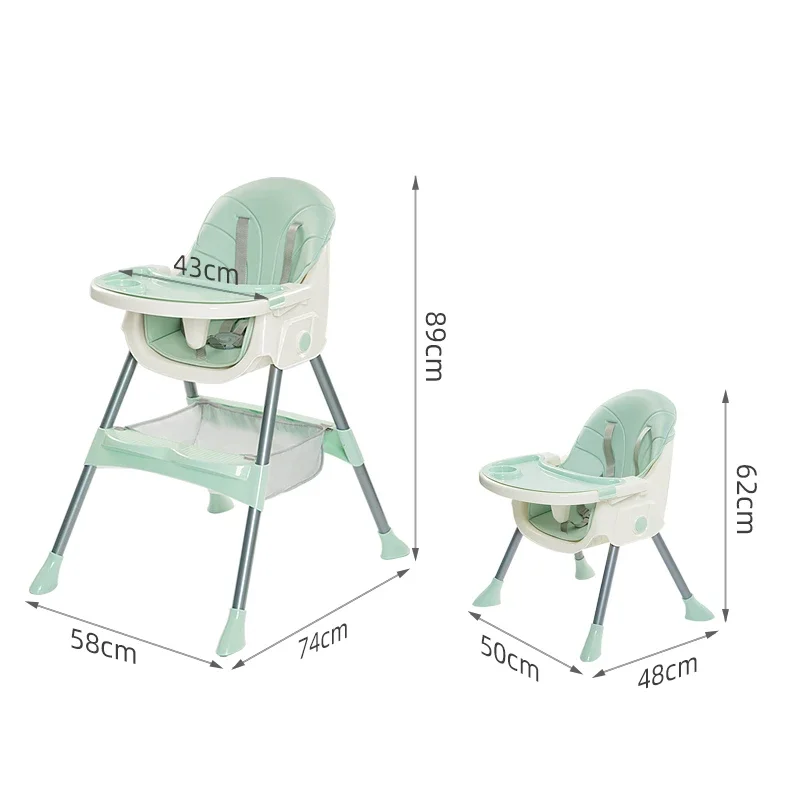 Baby Dining Chair Portable Kids Table Foldable Feeding Chair Height Adjustable Baby High Chair 3 In 1 With Wheels