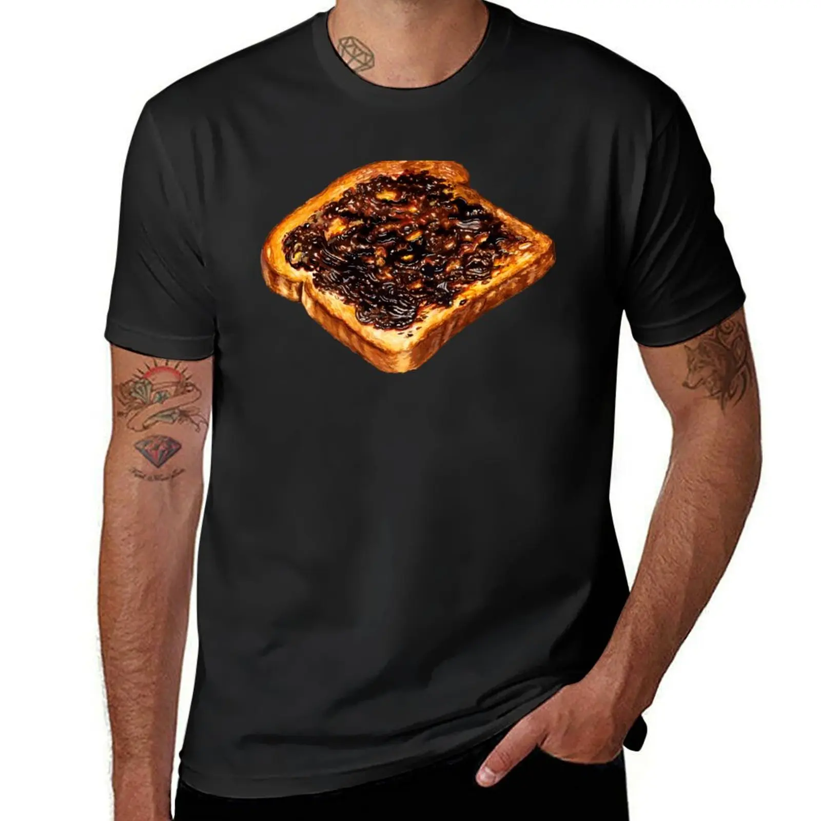 Vegemite Toast Pattern T-Shirt tops oversizeds mens workout shirts