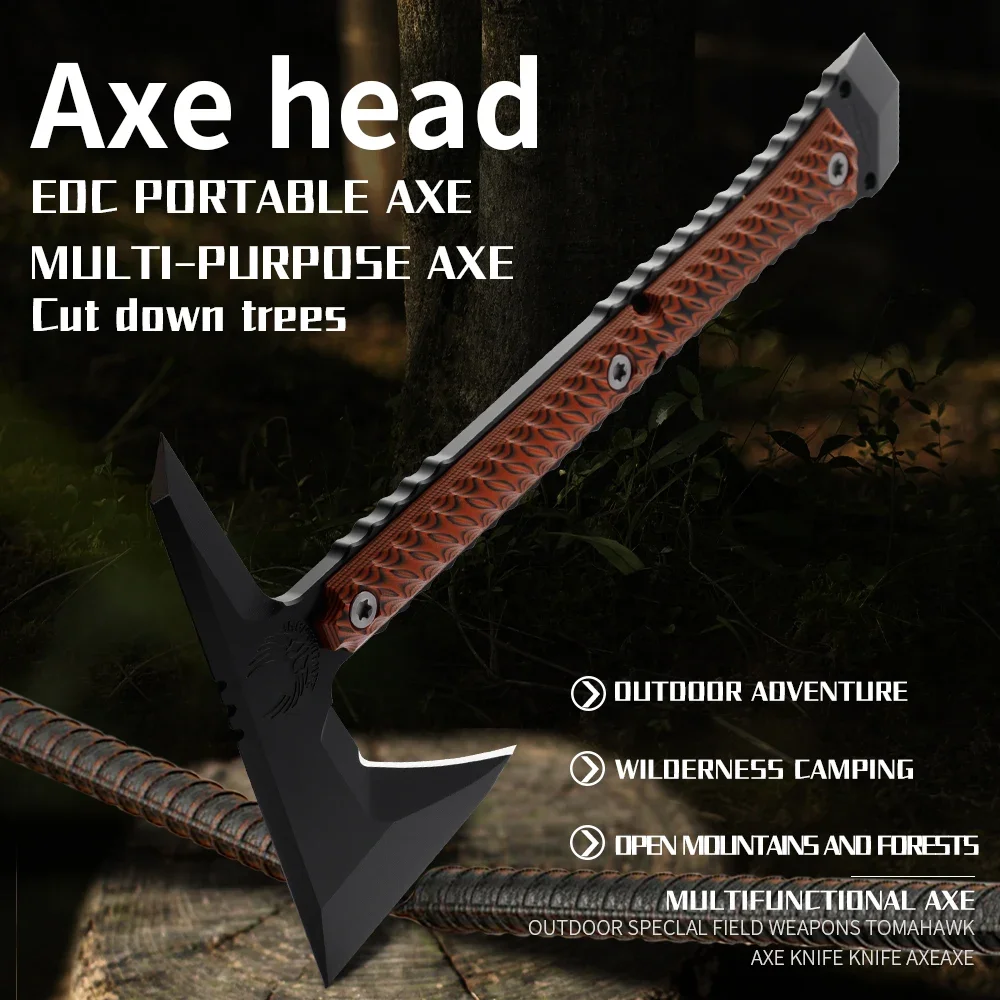 80CRV2 Steel Multi functional Battle Axe - Portable Survival Axe for Outdoor Camping, Hunting, and Emergency Situations