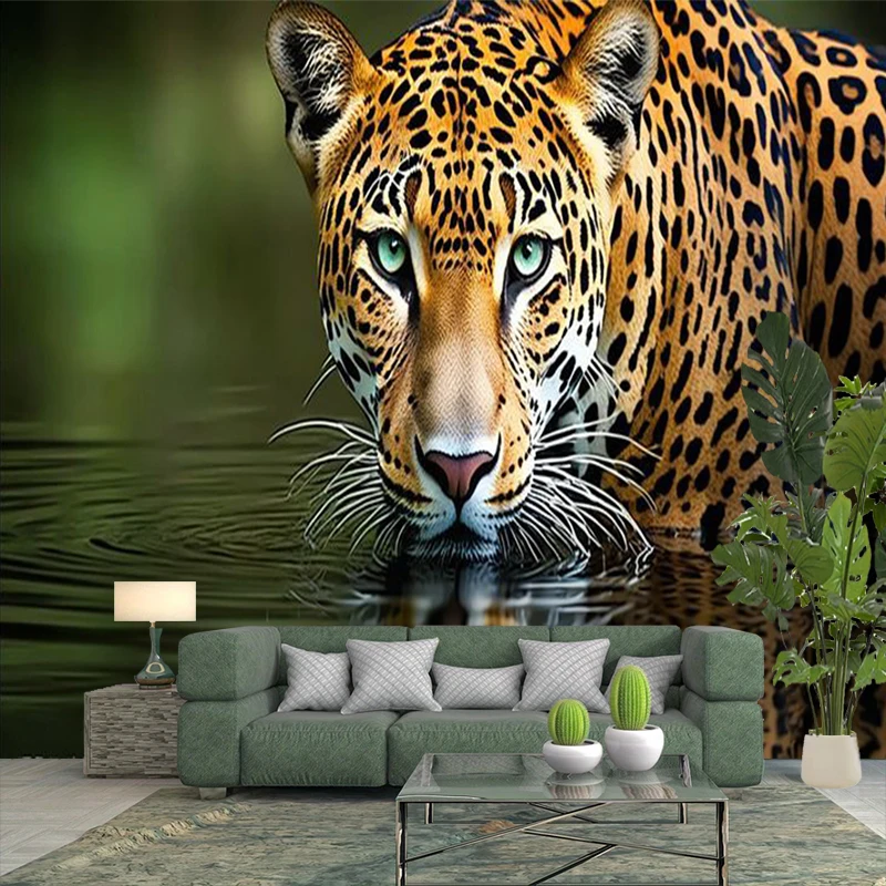 1PC Leopard Green Eye Water Close Up Print Backdrop Banner, Bedroom Living Room Photo Background, Polyester, Home Decor, Wall Ar