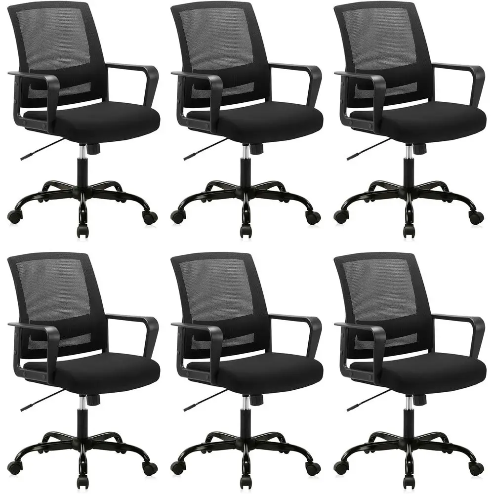 

Executive Mesh Desk Chair with Adjustable Lumbar Support and Swivel for Home Office, Black 6 Pack