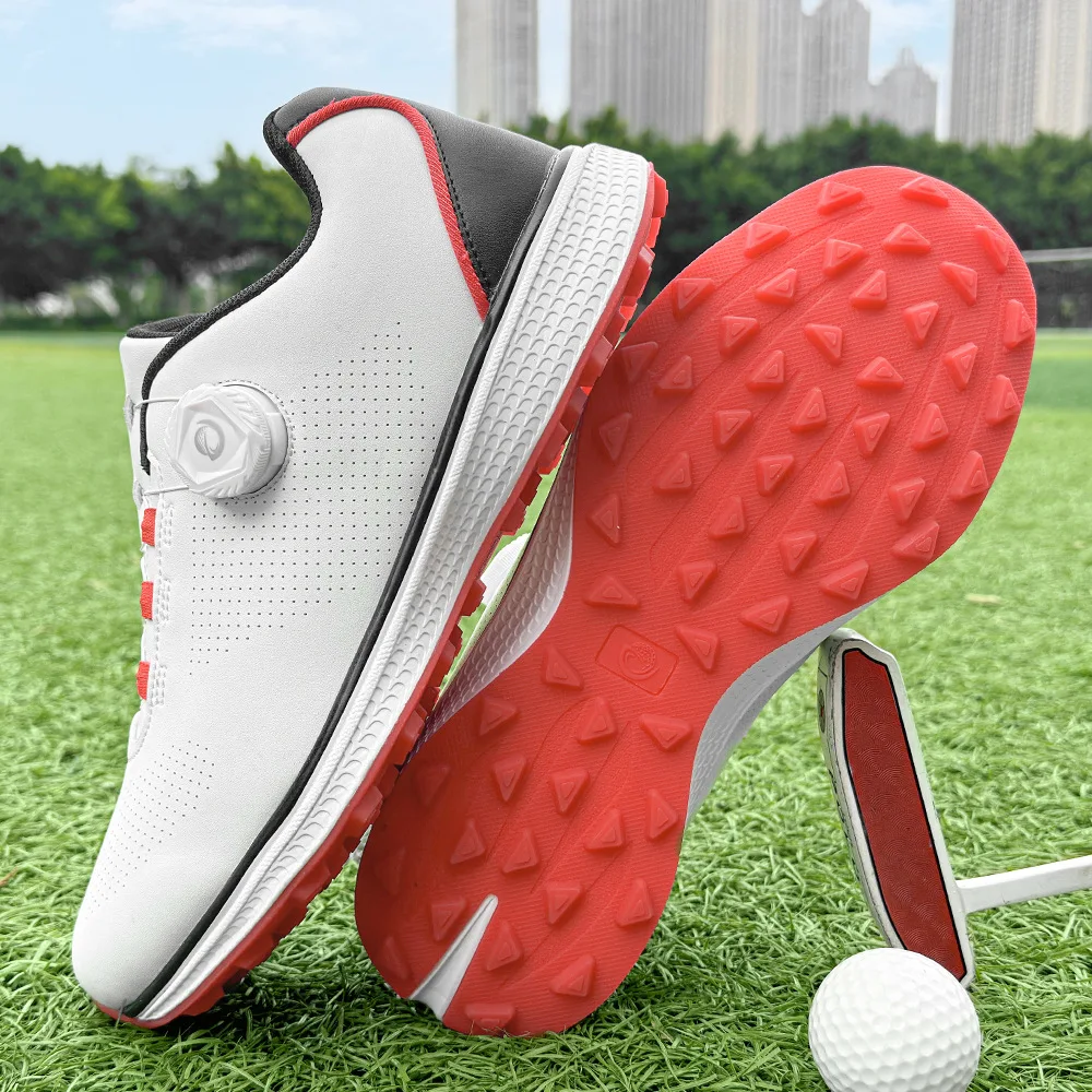 

Обувь для гольфа для мужчин, новинка 2023 года, белые профессиональные водонепроницаемые нескользящие кроссовки без шипов для отдыха на открытом воздухе, прогулочные тренировочные кроссовки для гольфа