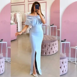 Customized Jiayigong High Quality Jersey Feather Pleat Valentine's Day Sheath Off-the-shoulder Bespoke Occasion Gown Long Dress