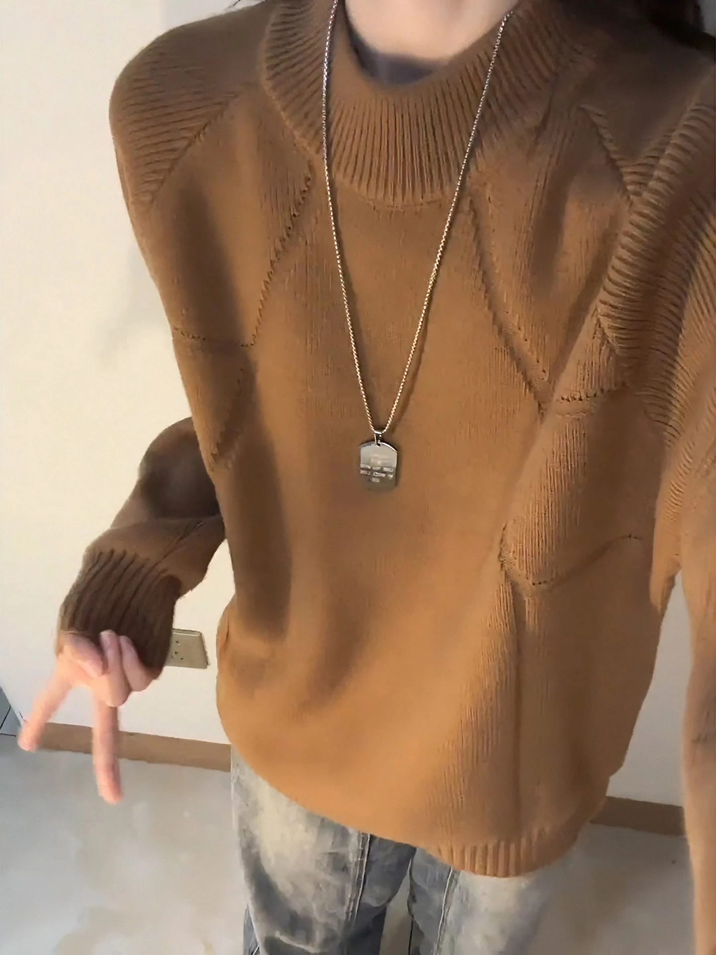 

Soft Knitted Men's Sweater f High Collar Cleanfit Inner Wear Outerwear Base irt Polyester Fiber Casual Long Sve