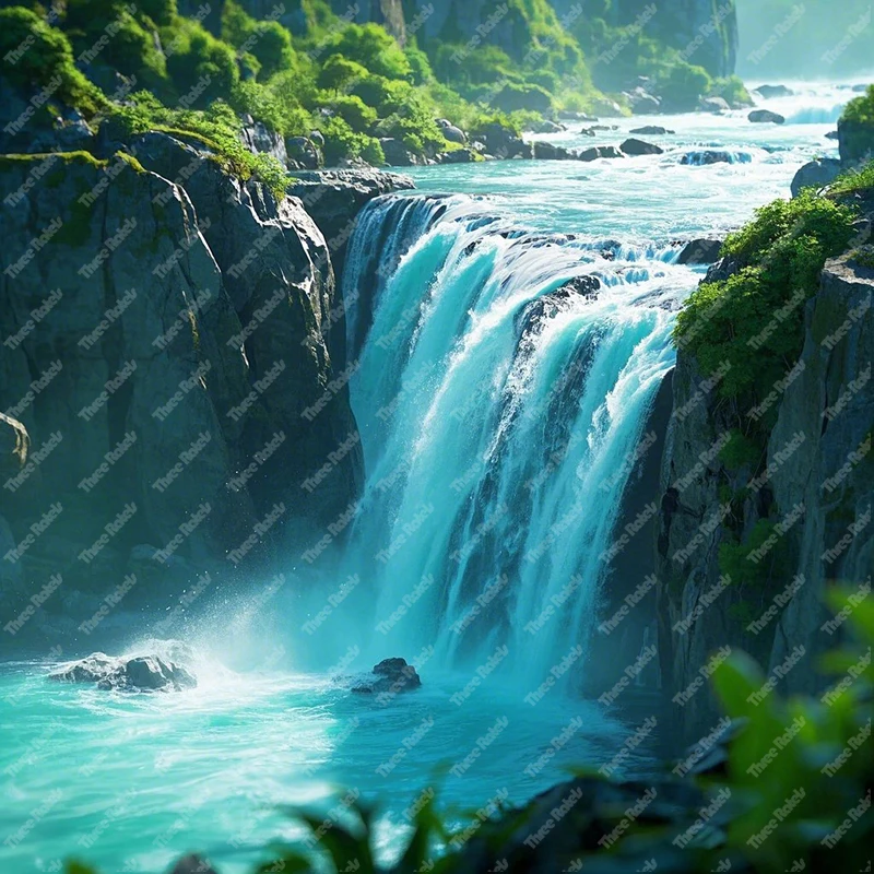Three Ratels QHH134 Magnificent waterfall scenery wall stickers For home decoration