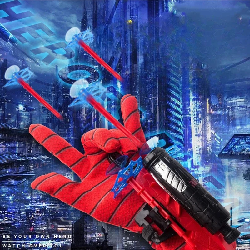 アニメキャラクタースパイダーマンヒーローリストランチャースパイダーマンソフト弾丸銃射撃カップカタパルトおもちゃ子供の誕生日プレゼント