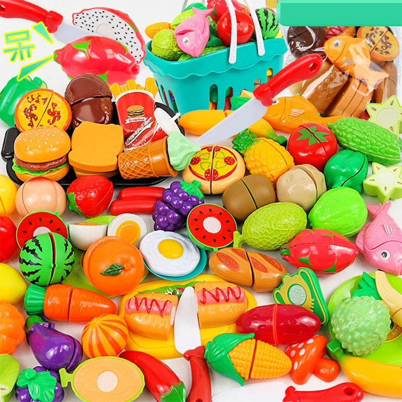 Cozinha jogar casa brinquedo conjunto simulação cesta frutas vegetais jogo de corte de alimentos educacional crianças montessori aprendizagem meninas brinquedo