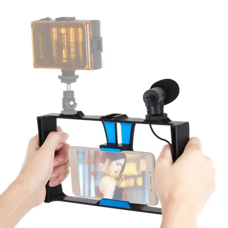 2-in-1 Live Smartphone Video Rig + Microphone Kit Mobile Phone Holder