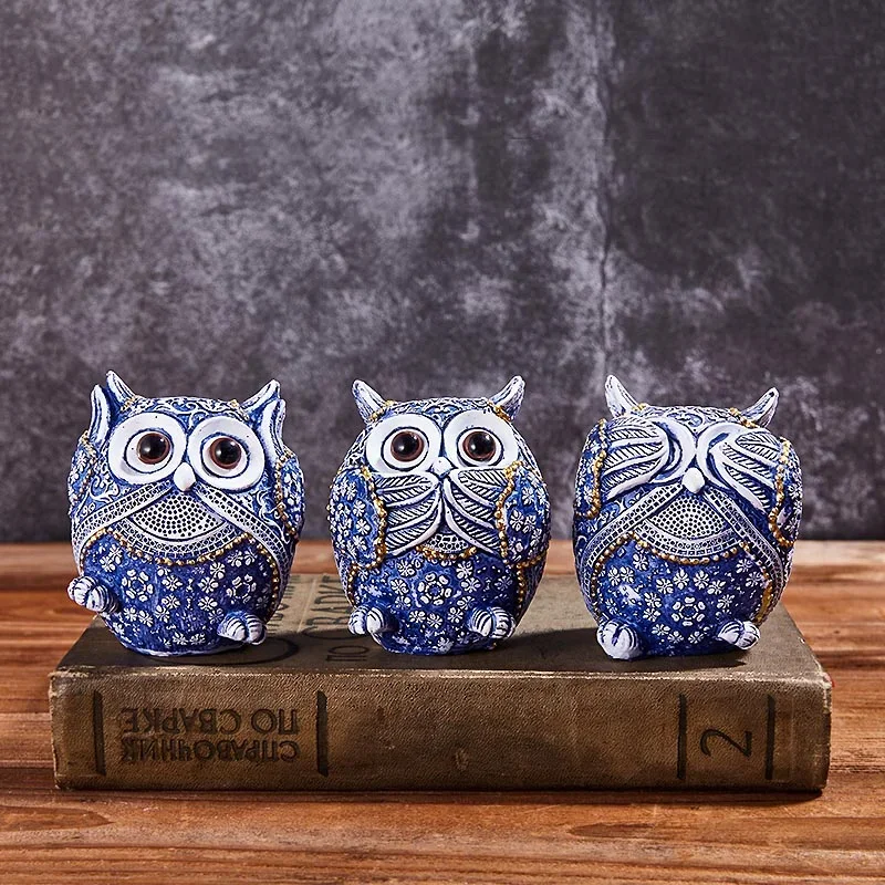 

Owl Figurine Collectibles Animal Miniatures Adorable Decoration for Home Living Room Office Gift Table Desk Ornament Set of 3