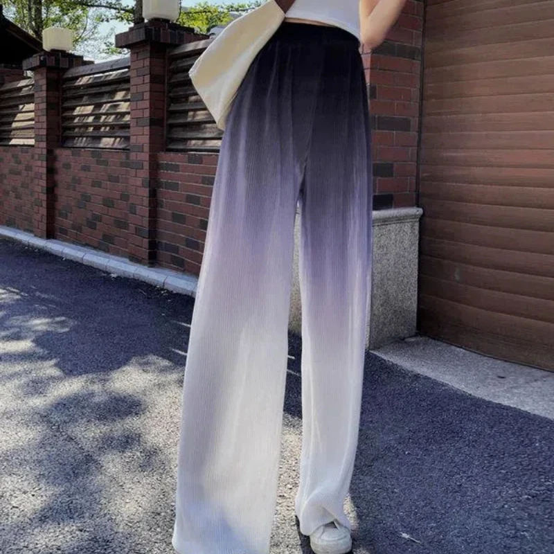 

Spring Autumn New Fashion High Waist Gradient Color Women's Clothing Youth All-match Simplicity Trend Loose Wide Leg Trousers