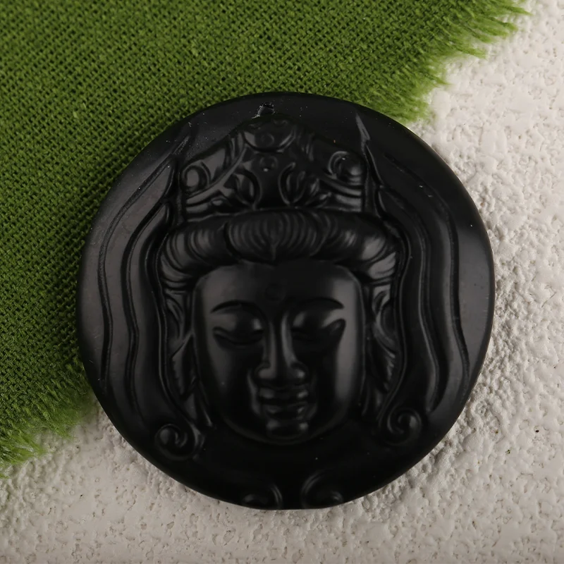 

Black Obsidian Carving Pendant for Necklace Stone Fashion Natural Jewelry 43x10mm 24g