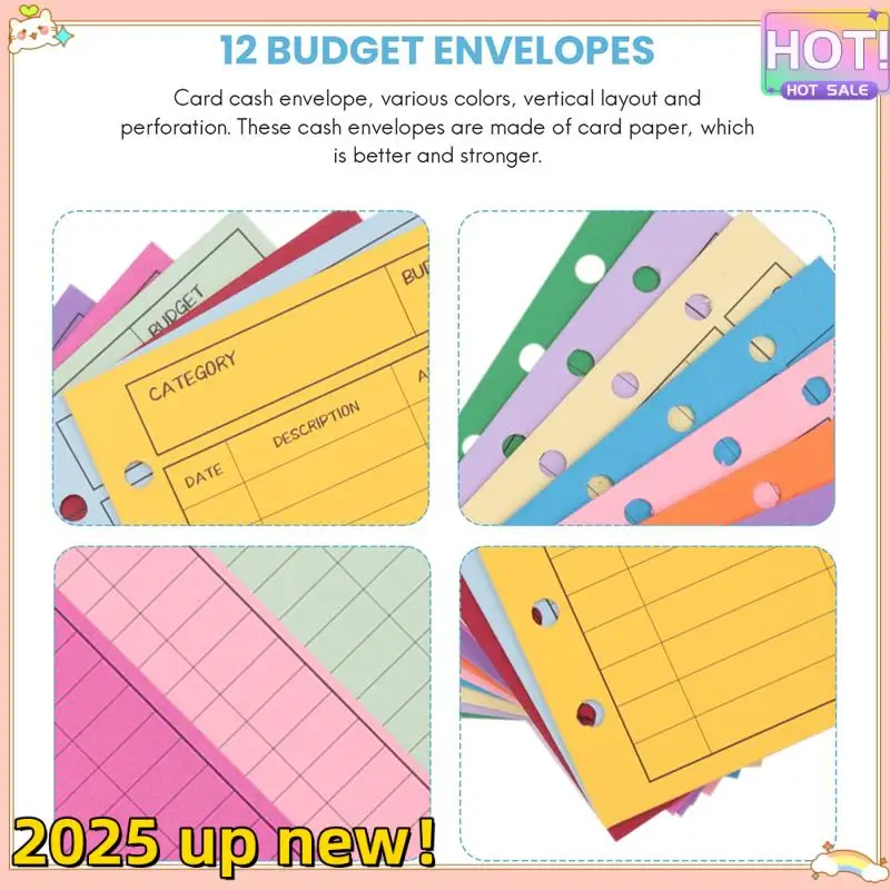 L47anew!-12 예산 봉투, 카드 현금 봉투 시스템, 비용 절감, 다양한 색상, 세로 레이아웃 및 천공