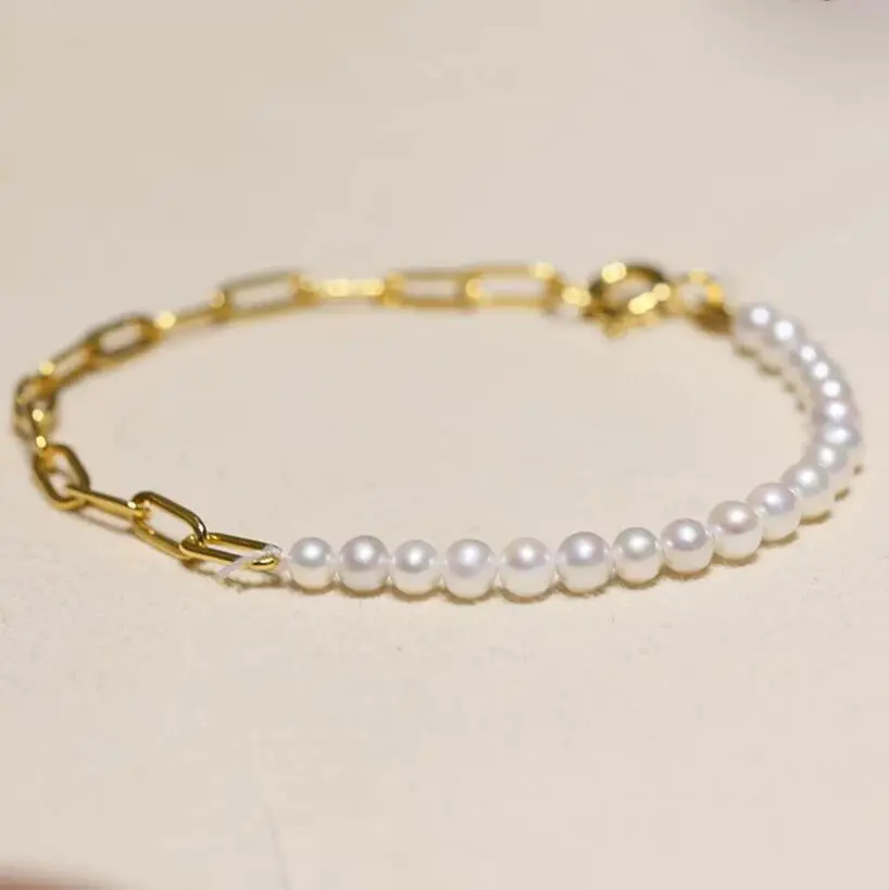 Gorgeous 5-6mm South Sea Round White Pearl Bracelet 7.5-8"