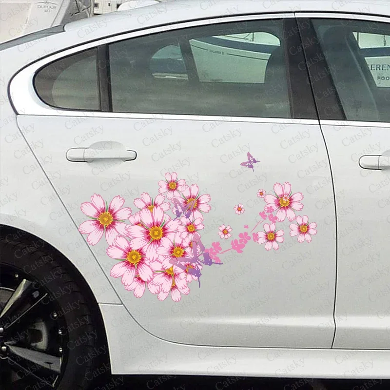 

Flower Sakura Car Sticker Foil Vinyl Side Graphics Modified Racing Accessories Sakura Hood Car Decal Sticker