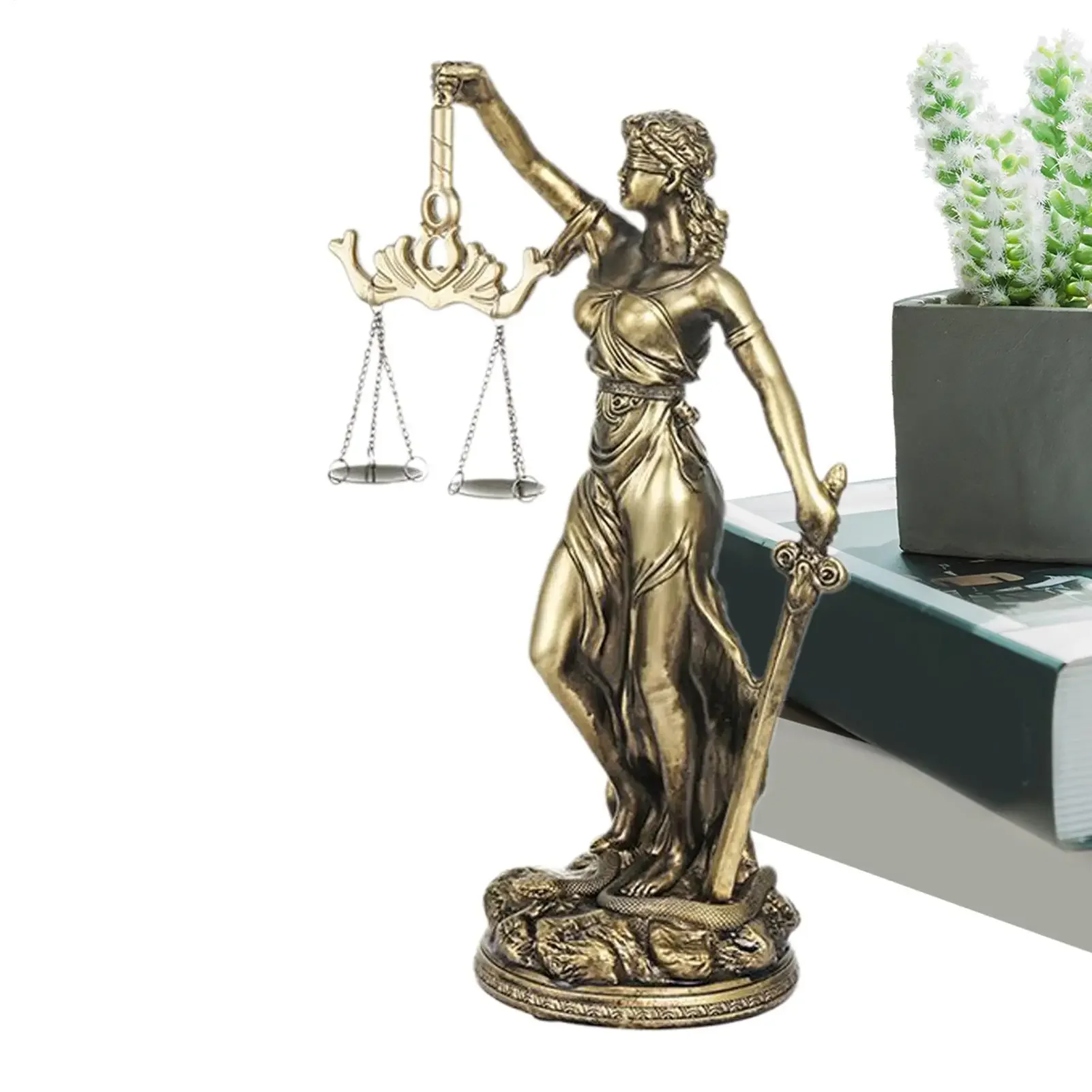 Statue of the Goddess of Justice Resin Figurine Ornament Justice Lady Statue for Home Office Study Living Room Bedroom