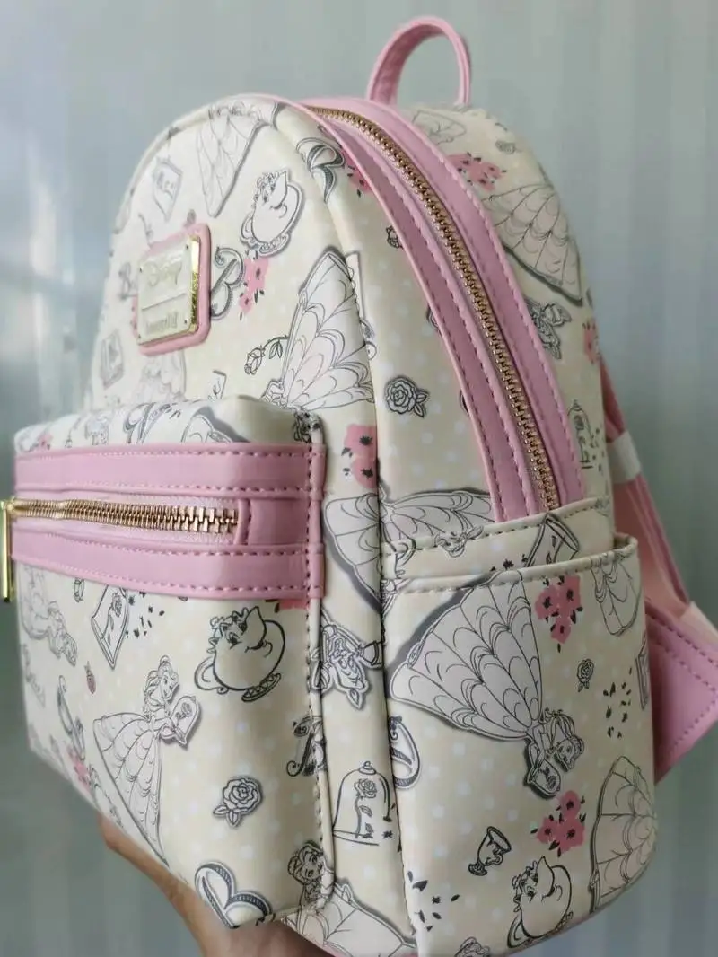 Mochila Disney-Loungefly, bolsa de lazer conveniente, beleza e fera, princesa Bell, menina e menino, novo