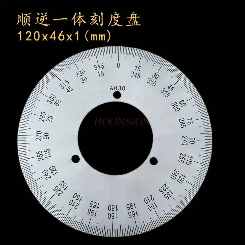 1pcs Scale dial integrated with forward and reverse mechanical identification dial, stainless steel protractor