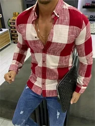 Camisa a rayas de alta calidad para hombre, ropa informal de negocios, suave, material cómodo, solapa social, talla grande