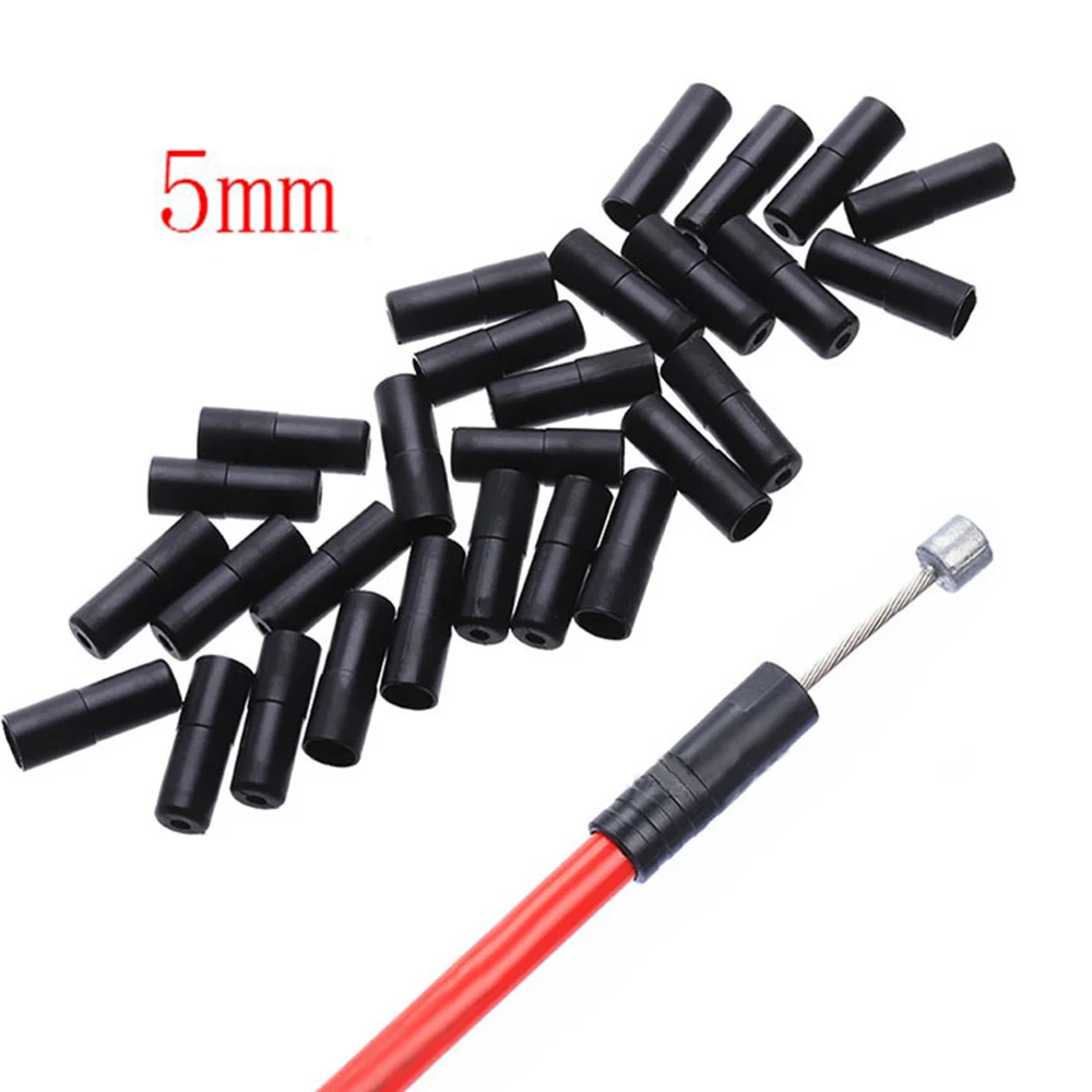 100pcs End cap Brake Cable 5mm Bicycle Bike Black Component Cycling Ferrules Kit Maintenance Parts Plastic Supply