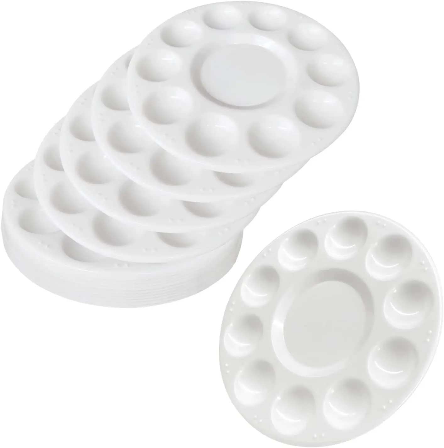

15 Pack Plastic Paint Tray Palettes for Kids with 10 Wells Each, Ideal for Classroom Art Projects