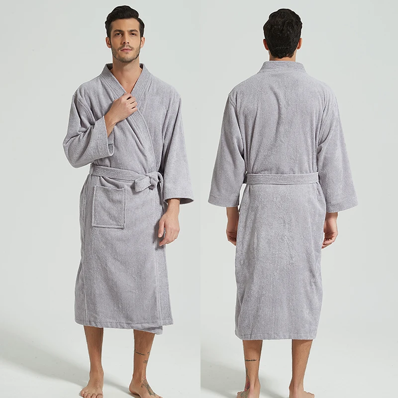 100% cotone lungo spessore assorbente spugna accappatoio Kimono uomo leggero Waffle asciugamano accappatoio indumenti da notte donna vestaglia