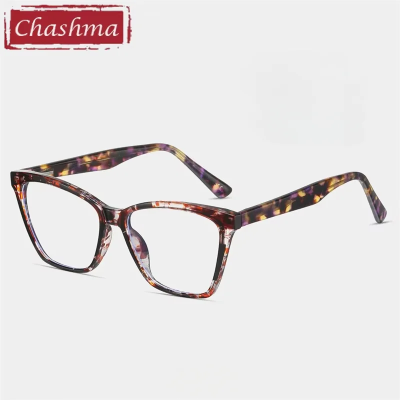 Chashma Fashion Cat Eye Glasses Optical TR90 Light Frames Women Prescription Lenses Spring Hinge Temple Spectacles Flexible