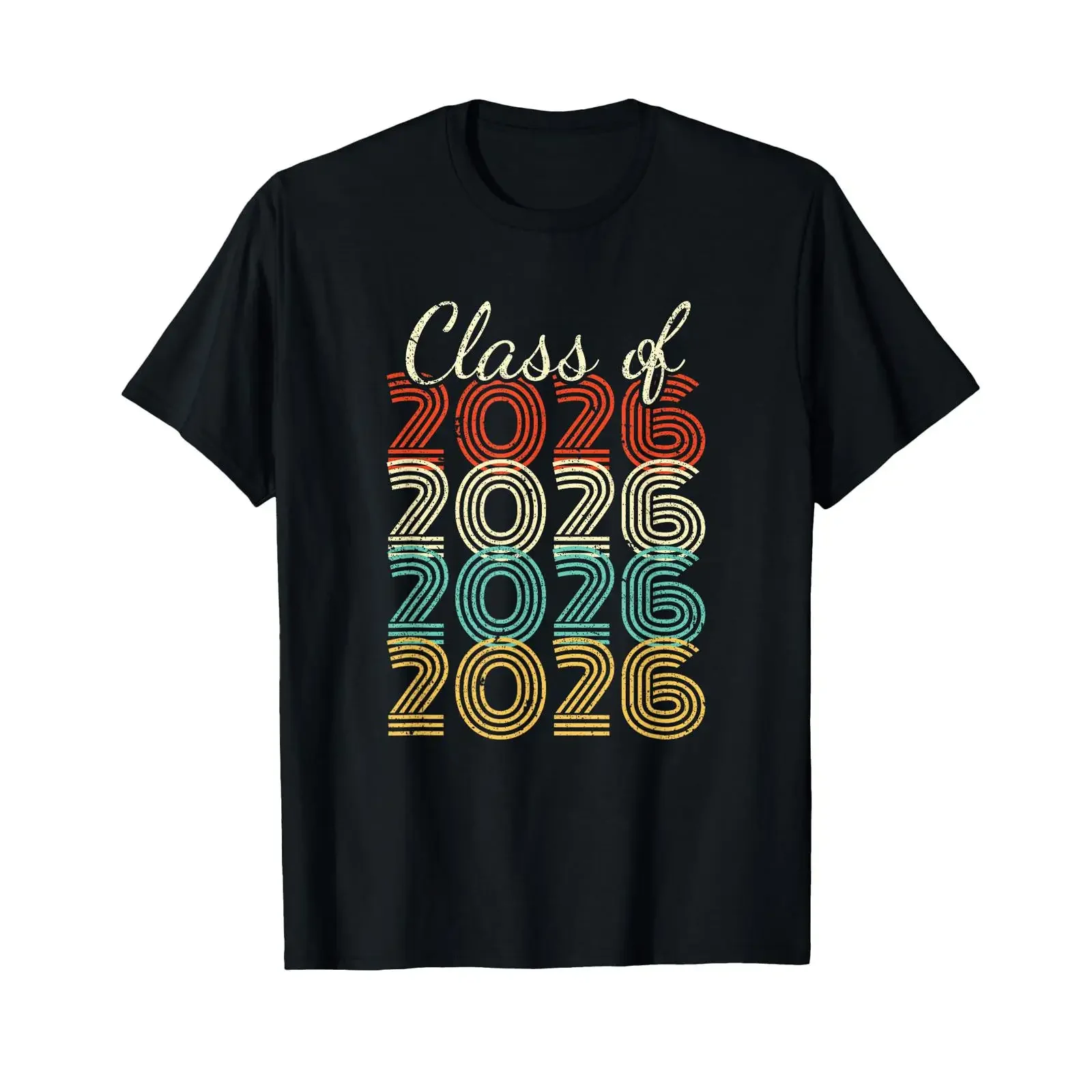 Class of 2026 Senior Graduation T Shirt black vintage Washed fashion Versatile Comfortable streetwear Stretched