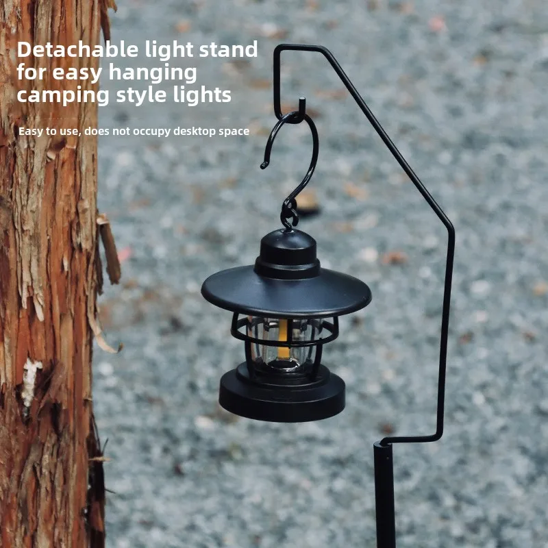 2025 Camping Round Table with Light Stand Ultralight Portable Folding Table with Adjustable Legs for Picnic Indoor/Outdoor