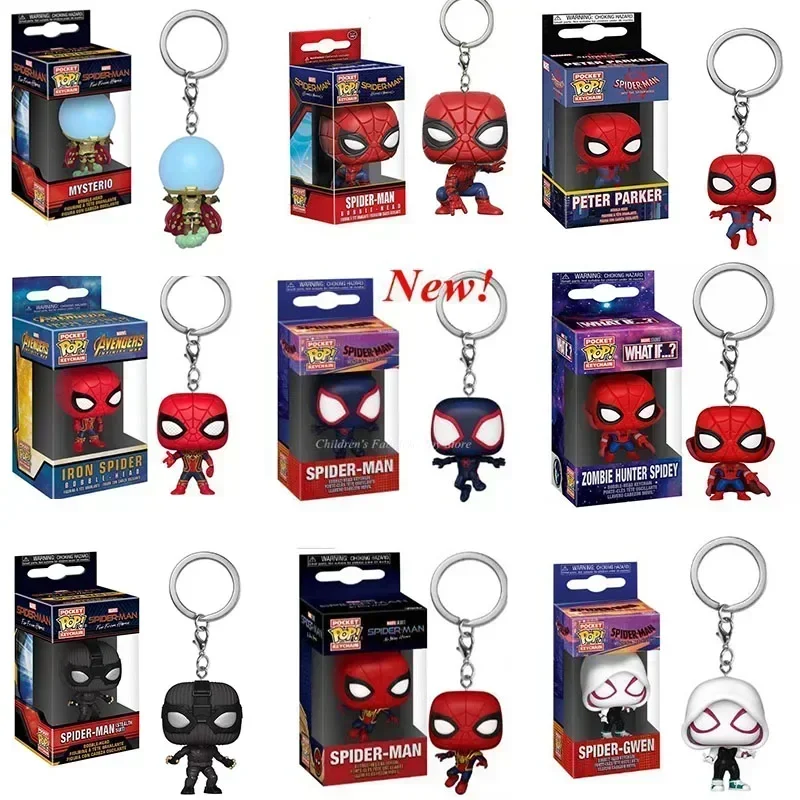 Full Funko pop Pocket Keychain SPIDER MAN Marvels Spider-gwen Zomie Hunter Spidey toys Figure Model Toys Children Birthday Gift - Image 4