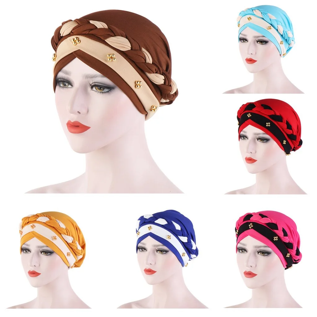 

Summer Muslim Hijabs for Women Soft Hand Feeling Milk Silk Headscarf with Flower Pattern Suitable Beading Hats Slight Strech