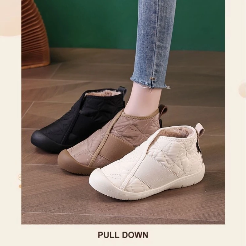 Simple Women Cotton Shoes Plush Warm Women Snow Boots Lightweight Comfortable Women Casual Shoes in Winter Botines Para Mujeres