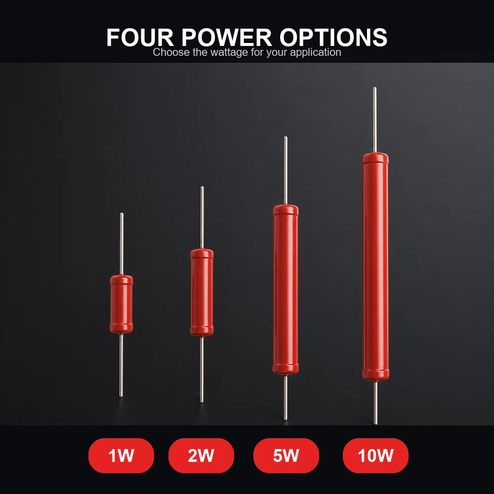 10PCS RI80 High Voltage Resistor 1W 2W 5W 10W 1K-50M Ohm Non-Inductive High Value HV Resistors for Electronic Circuit
