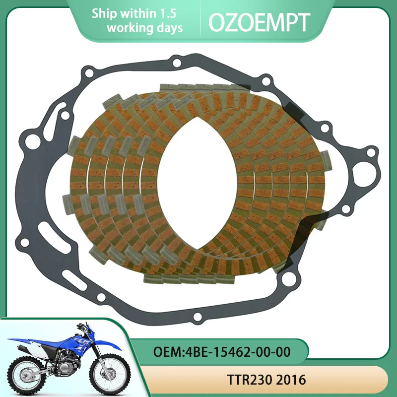 

OZOEMPT Motorcycle Clutch Disc Set and Cover Gasket Apply to TTR230 2016