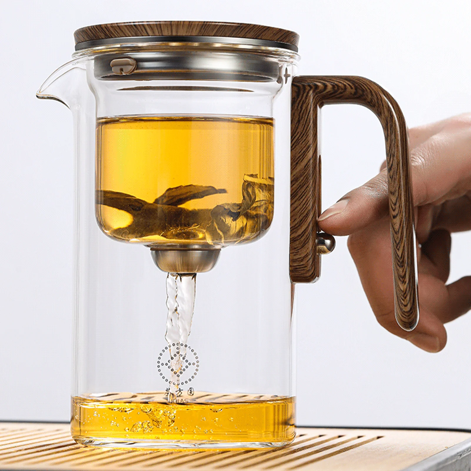 

600ML/800ML Glass Tea Pot Kettle Infuser One Click Magnetic Suction Filtering Tea Separation Kettle Tea Making Artifact