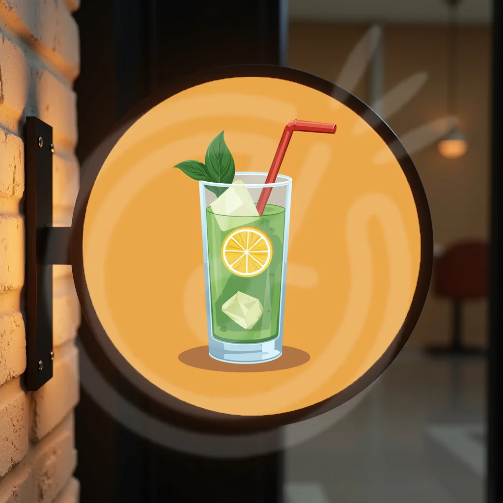 Custom Cocktails Round Acrylic LED bars Light Box for Storefront Waterproof Double Sided Outdoor Business Signage Wall Mounted