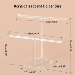 Y4QE Clear 2-Tier Acrylic Headband Stand for Necklace Display Headband Stand Hair Accessory Women Girl