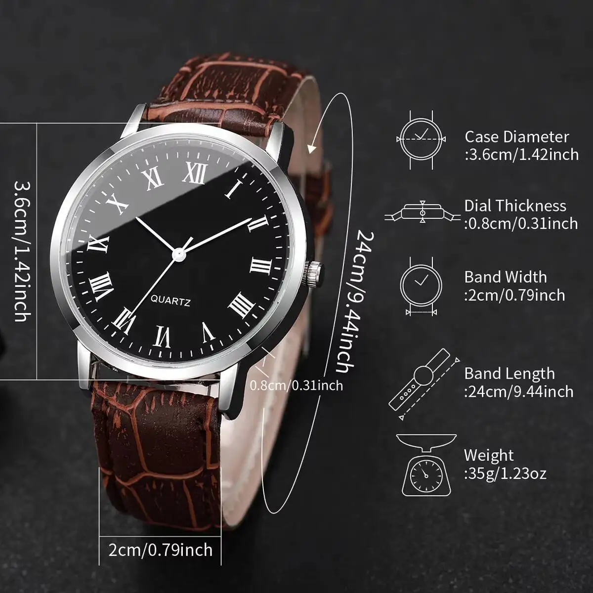 4 قطعة/المجموعة حزام جلدي أنيق رجال الأعمال ساعات عادية التناظرية ساعة كوارتز للرجال ساعة Reloj Hombre (بدون صندوق)