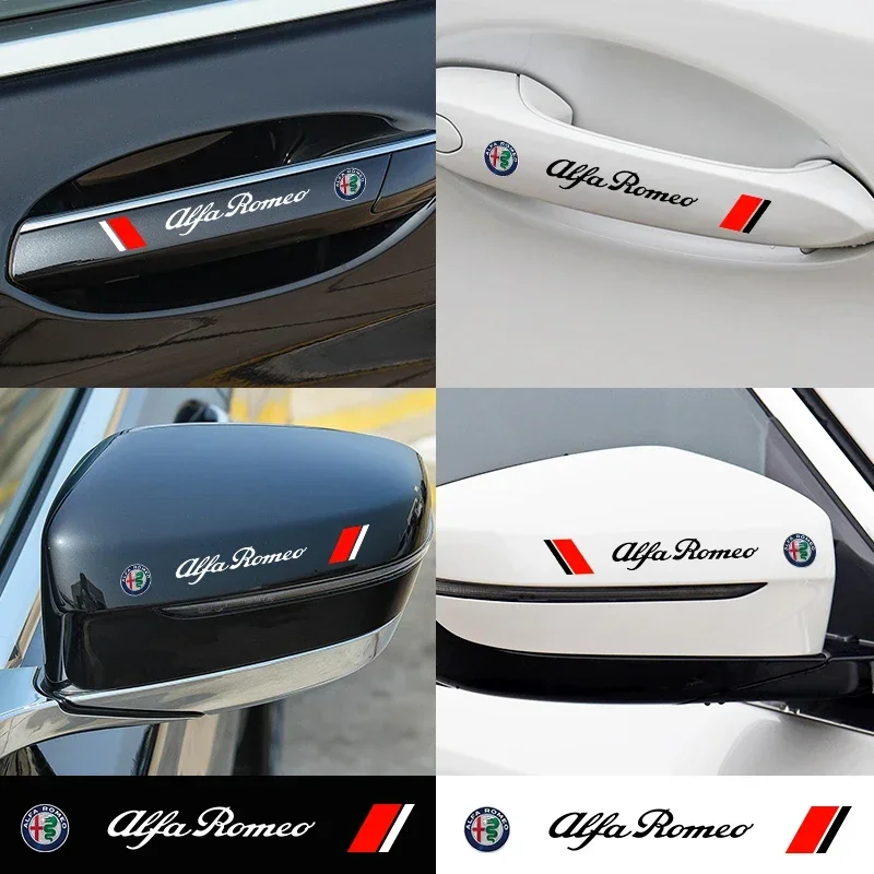 Car Styling Car Door Handle Decals Design Stickers Vinyls Decals For Alfa Romeo 159 Mito Stelvio Brera Spider Giulietta Giulia